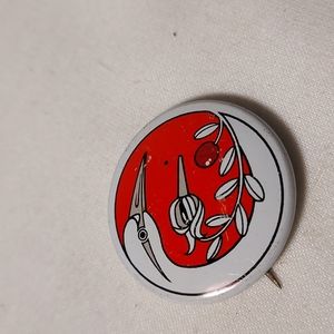 Vintage Swan & Flower Pin Back Button Pin